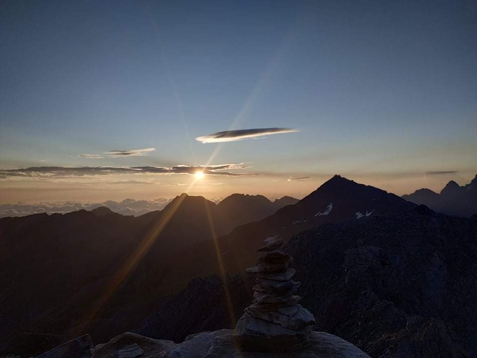 Sunrise over Italian Alps, view from Mount Pain de Sucre, 3208m (2021)